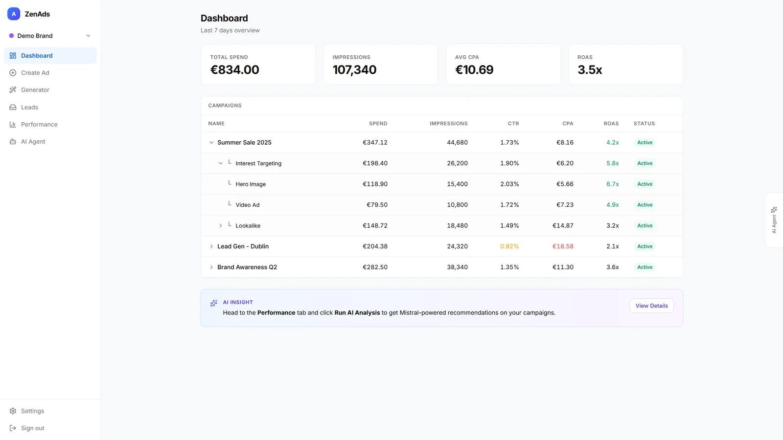 Screenshot der App ZenAds